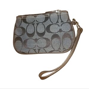 Coach wristlet 4"H 6"W in great shape like new gray and brown